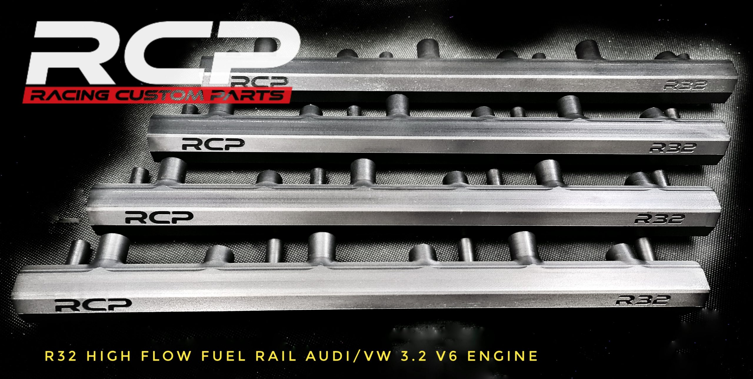 r32 high flow fuel rail 3.2v6 audi vw vr6 turbo intake rcp racing custom parts billet cnc