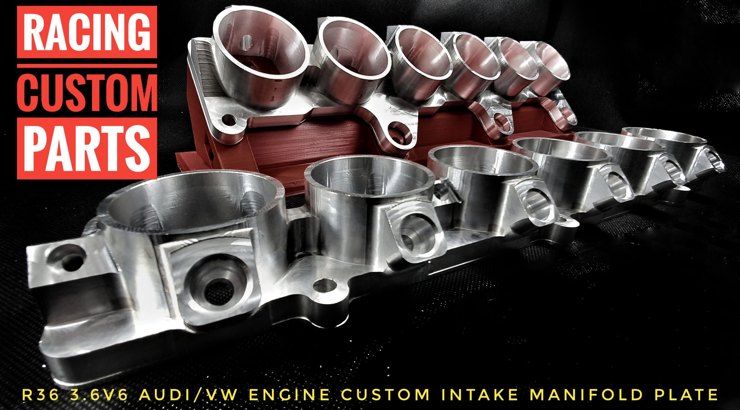 R36 3,6 v6 Audi VW engine billet cnc intake manifold plate with extra fuel injectors billet cnc racing custom parts passat r36