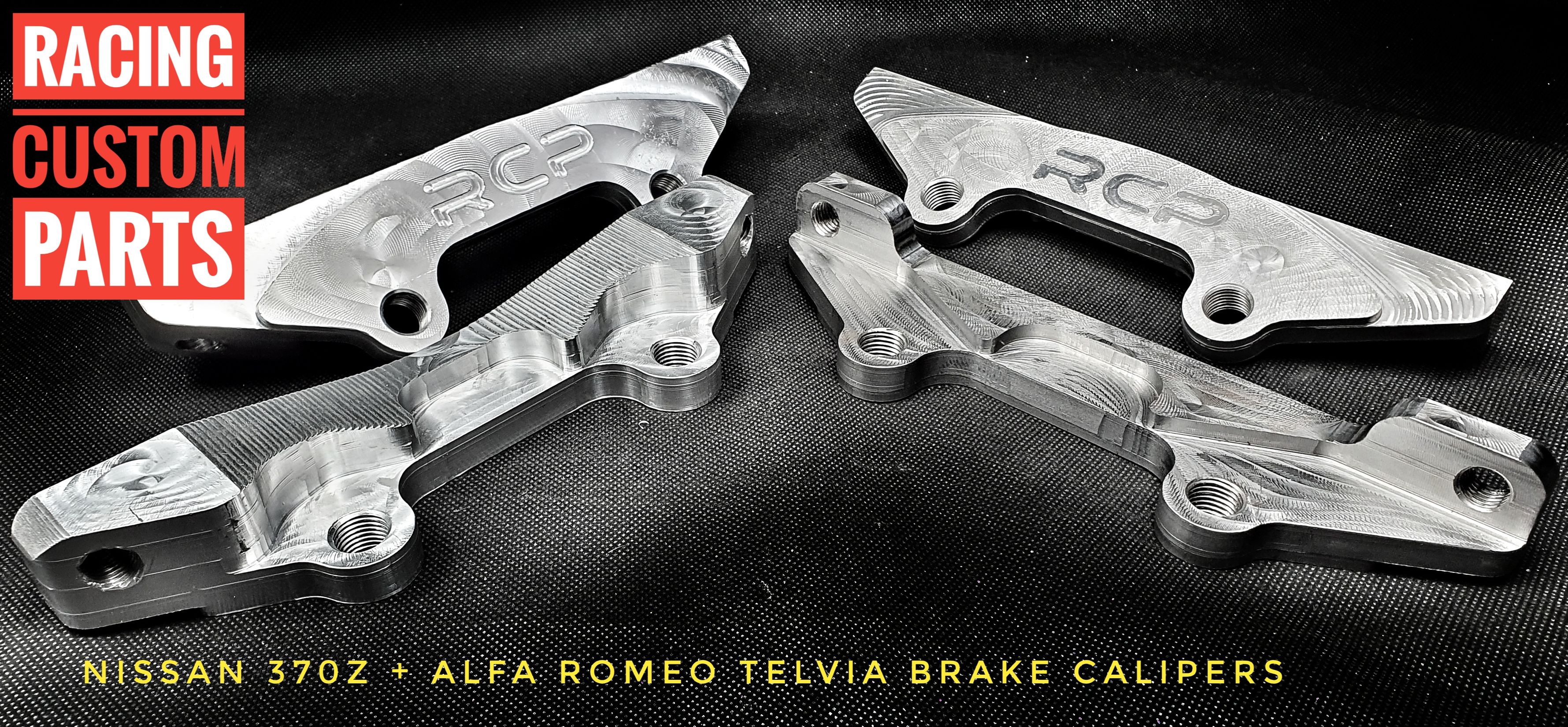 Nissan 370Z alfa romeo telvia brake calipers adapters billet cnc racing custom parts big brake kit