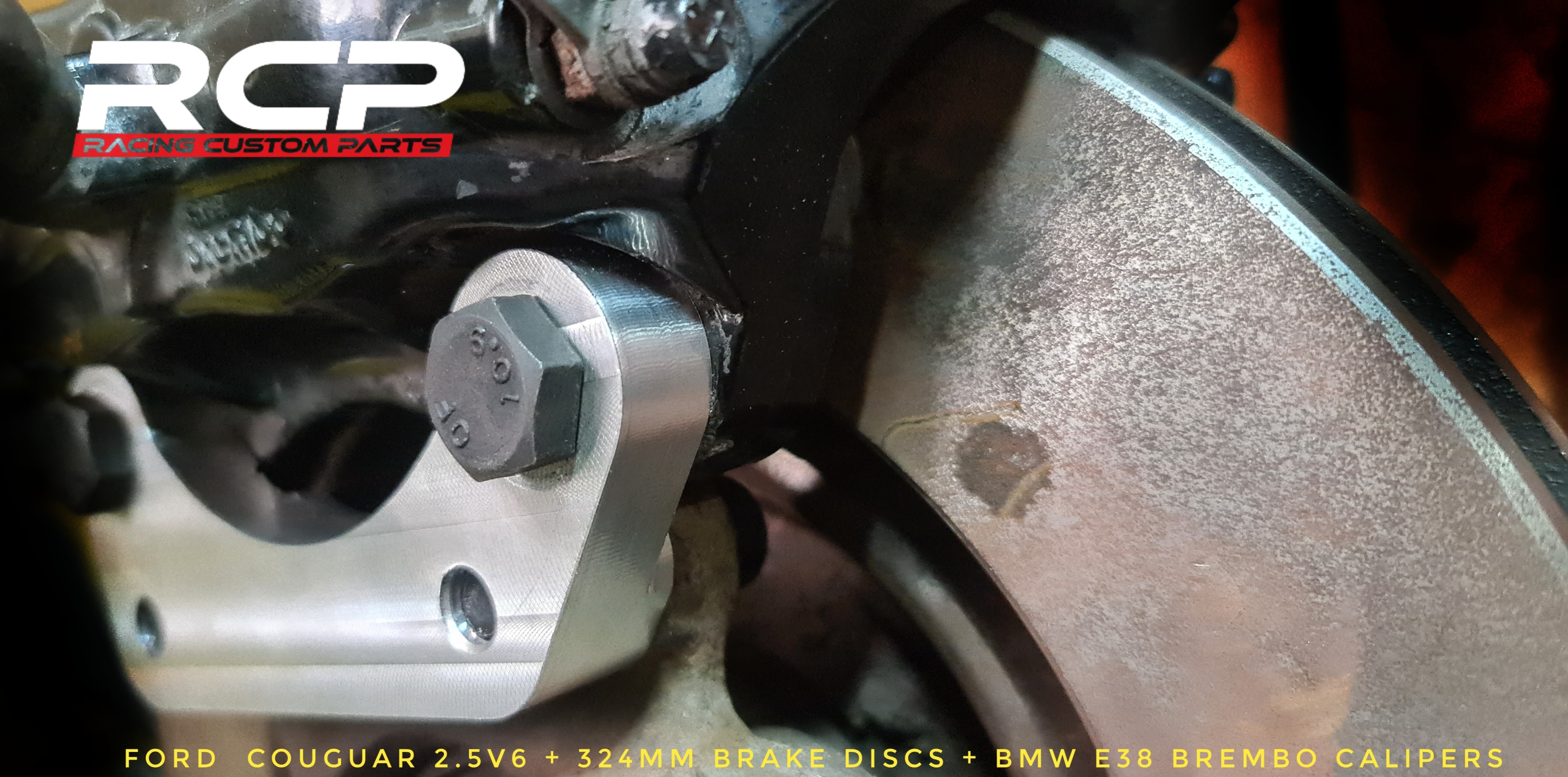 ford couguar 2,5 v6 big brakes adapters 324 mm ford focus brembo calipers racing custom parts billet cnc