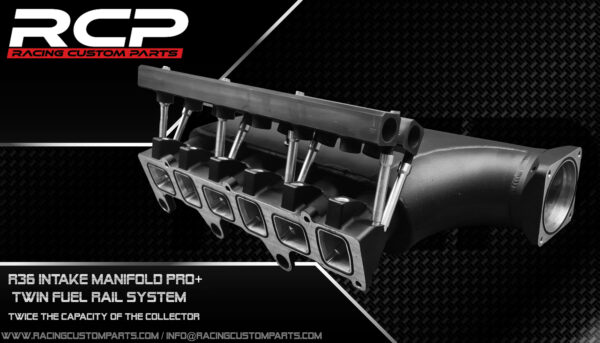 r36 intake manifold pro+ turbo twin fuel rail system 1000hp racing custom parts rcp