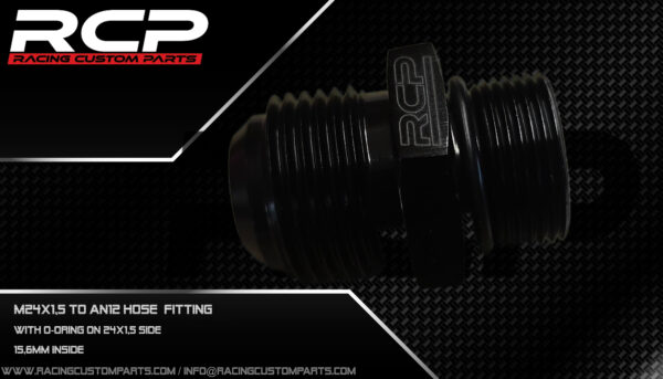 an12, m24x1.5, adapter, hose fitting, an12 fitting, M24 fitting, m24x1.5fitting, AN12 JIC Flare, rcp, racing custom parts,