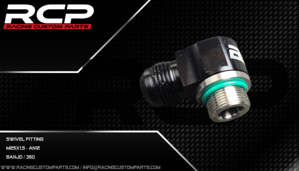 an12, m24x1.5, adapter, hose fitting, an12 fitting, M24 fitting, m24x1.5fitting, AN12 JIC Flare, rcp, racing custom parts, swivel banjo rocker cover breather fittings breathe