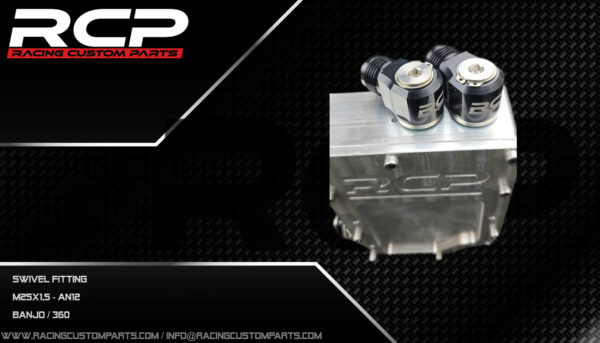 an12, m24x1.5, adapter, hose fitting, an12 fitting, M24 fitting, m24x1.5fitting, AN12 JIC Flare, rcp, racing custom parts, swivel banjo rocker cover breather fittings breathe
