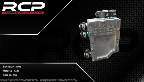 an12, m24x1.5, adapter, hose fitting, an12 fitting, M24 fitting, m24x1.5fitting, AN12 JIC Flare, rcp, racing custom parts, swivel banjo rocker cover breather fittings breathe