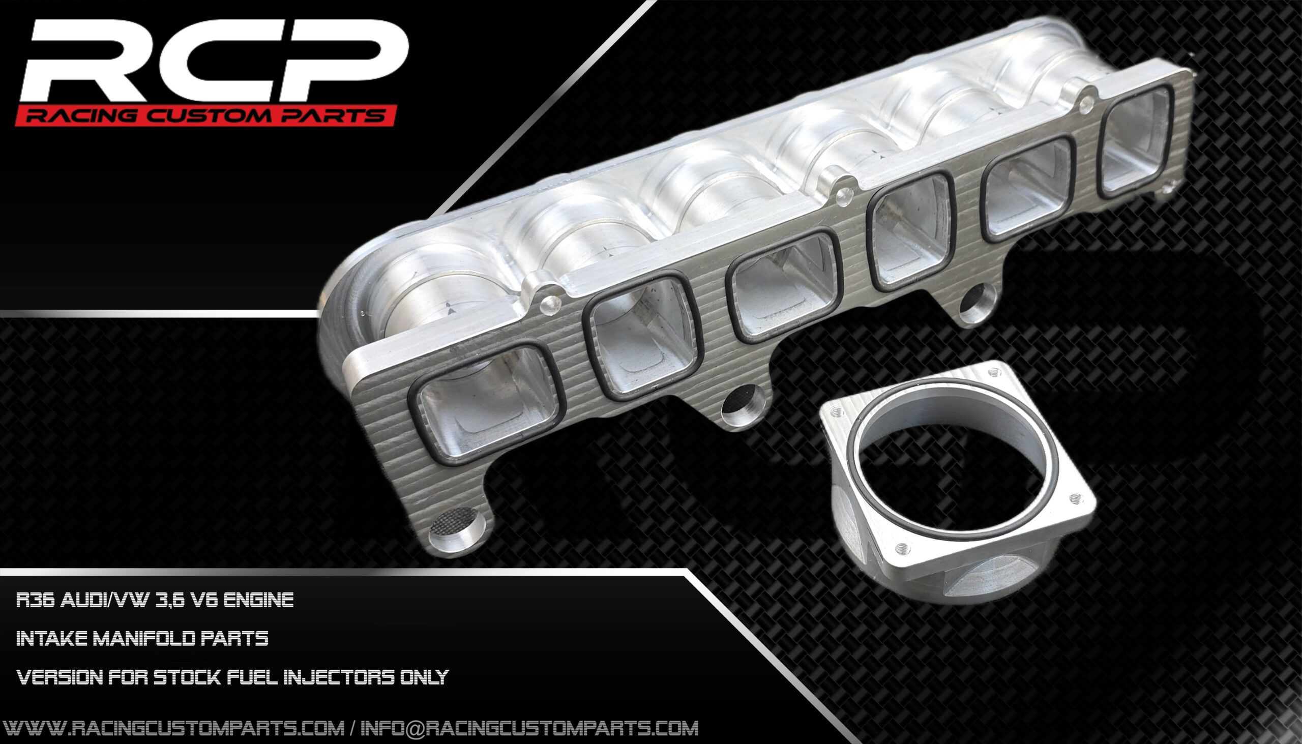 R36 3.6V6 Audi/VW Engine Custom Intake Manifold plates set 2 r32 audi vw turbo 3,2v6 r30 intake manifold parts additional fuel rail system injectors rcp racing custom parts