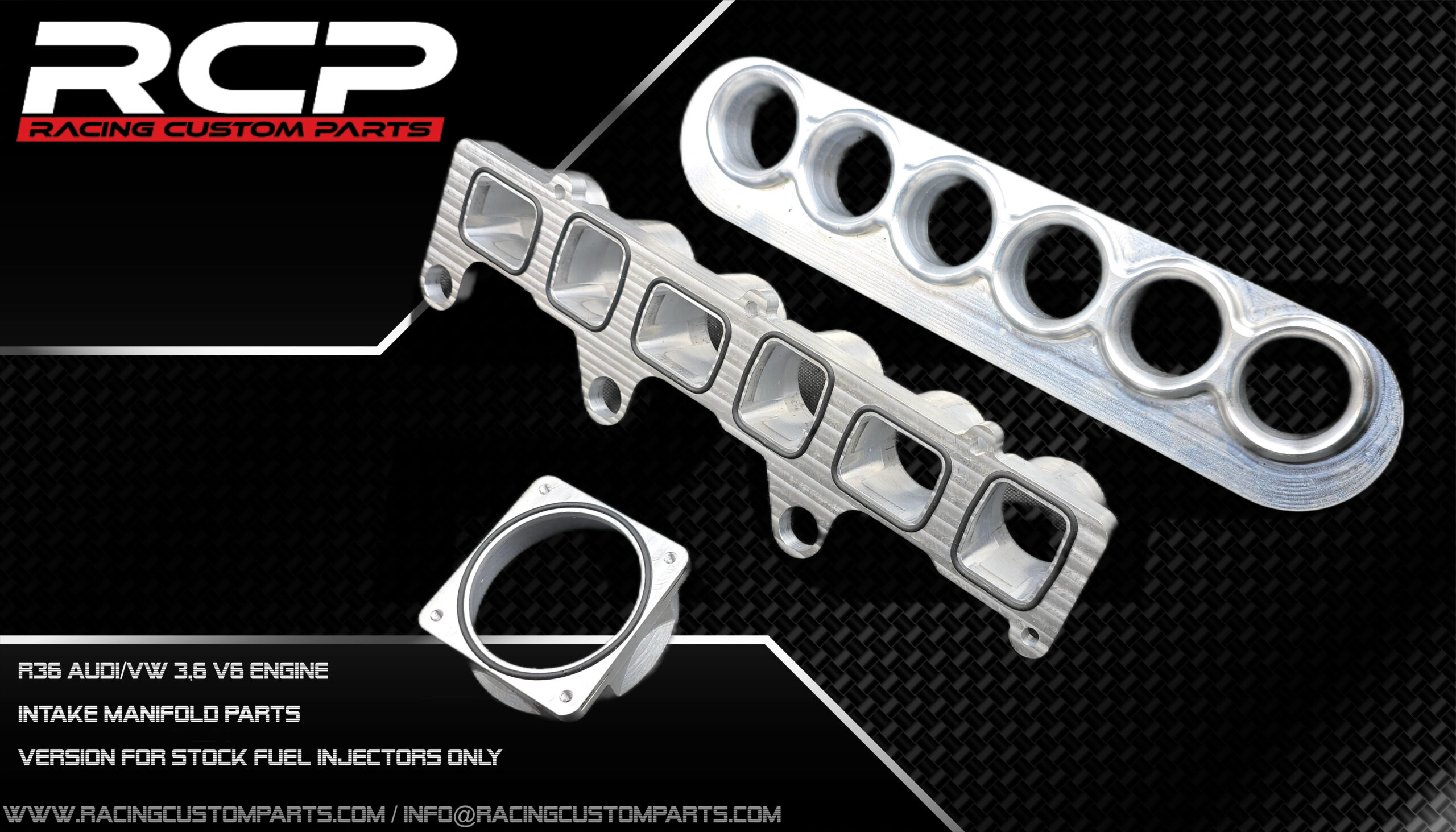 R36 3.6V6 Audi/VW Engine Custom Intake Manifold plates set 2 r32 audi vw turbo 3,2v6 r30 intake manifold parts additional fuel rail system injectors rcp racing custom parts