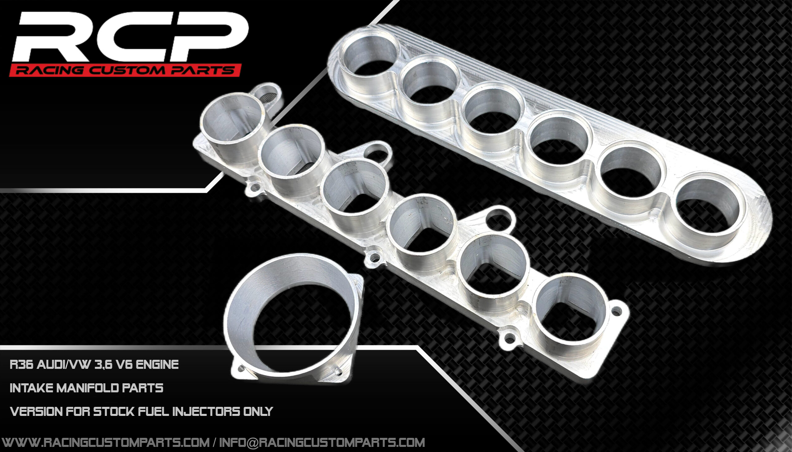 R36 3.6V6 Audi/VW Engine Custom Intake Manifold plates set 2 r32 audi vw turbo 3,2v6 r30 intake manifold parts additional fuel rail system injectors rcp racing custom parts