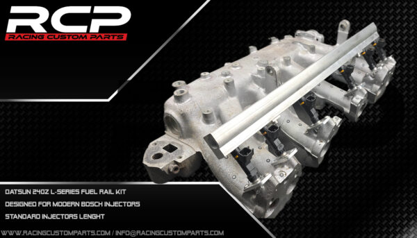 Datsun 240Z L-Series fuel rail set (long bosch injectors) billet cnc datsun datsun 240z datsun 260z datsun intake datsun lseries datsun manifold failady l-series l-series intake manifold l-series turbo lseries racing custom parts fuel rail injectors