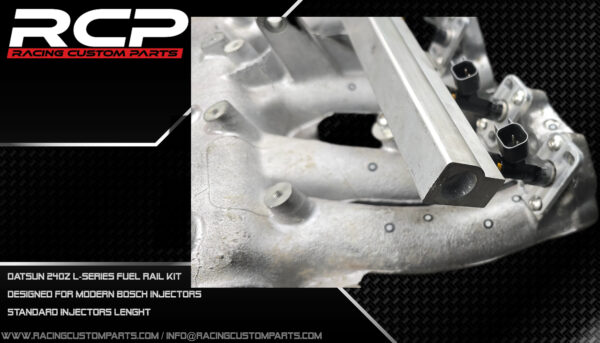 Datsun 240Z L-Series fuel rail set (long bosch injectors) billet cnc datsun datsun 240z datsun 260z datsun intake datsun lseries datsun manifold failady l-series l-series intake manifold l-series turbo lseries racing custom parts fuel rail injectors