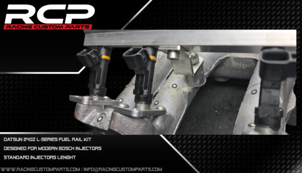 Datsun 240Z L-Series fuel rail set (long bosch injectors) billet cnc datsun datsun 240z datsun 260z datsun intake datsun lseries datsun manifold failady l-series l-series intake manifold l-series turbo lseries racing custom parts fuel rail injectors