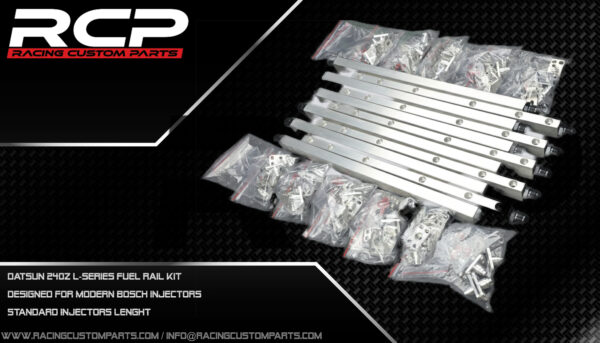 Datsun 240Z L-Series fuel rail set (long bosch injectors) billet cnc datsun datsun 240z datsun 260z datsun intake datsun lseries datsun manifold failady l-series l-series intake manifold l-series turbo lseries racing custom parts fuel rail injectors