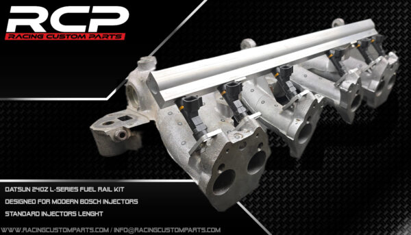 Datsun 240Z L-Series fuel rail set (long bosch injectors) billet cnc datsun datsun 240z datsun 260z datsun intake datsun lseries datsun manifold failady l-series l-series intake manifold l-series turbo lseries racing custom parts fuel rail injectors
