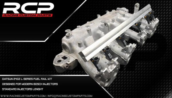 Datsun 240Z L-Series fuel rail set (long bosch injectors) billet cnc datsun datsun 240z datsun 260z datsun intake datsun lseries datsun manifold failady l-series l-series intake manifold l-series turbo lseries racing custom parts fuel rail injectors