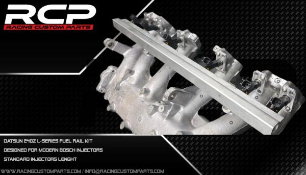 Datsun 240Z L-Series fuel rail set (long bosch injectors) billet cnc datsun datsun 240z datsun 260z datsun intake datsun lseries datsun manifold failady l-series l-series intake manifold l-series turbo lseries racing custom parts fuel rail injectors
