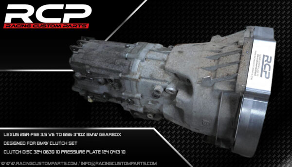 Lexus 2GR-FSE to GS6-37DZ adapter set lexus 2gr-fse 3,5 v6 engine swap toyota turbo bmw gearbox drift gs637dz rcp racing custom parts oil pan oil sump custom oil pan bmw gearbox gs6-37dz adapter plate adaptor spacer flywheel custom flyhweel